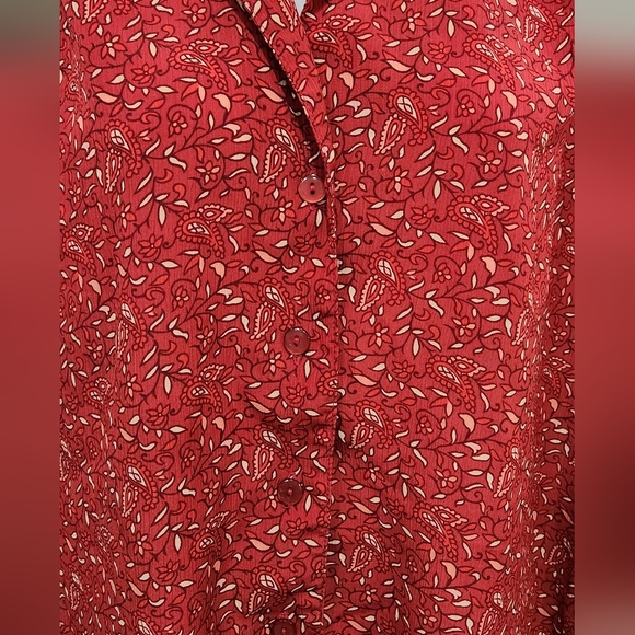 Donn Kenny red button down blouse women's (no size tag) XL - Picture 2 of 5